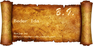 Beder Ida névjegykártya